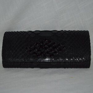 NWOT Ted Rossi Black Python Snakeskin w/ Beaded Detail Small Clutch